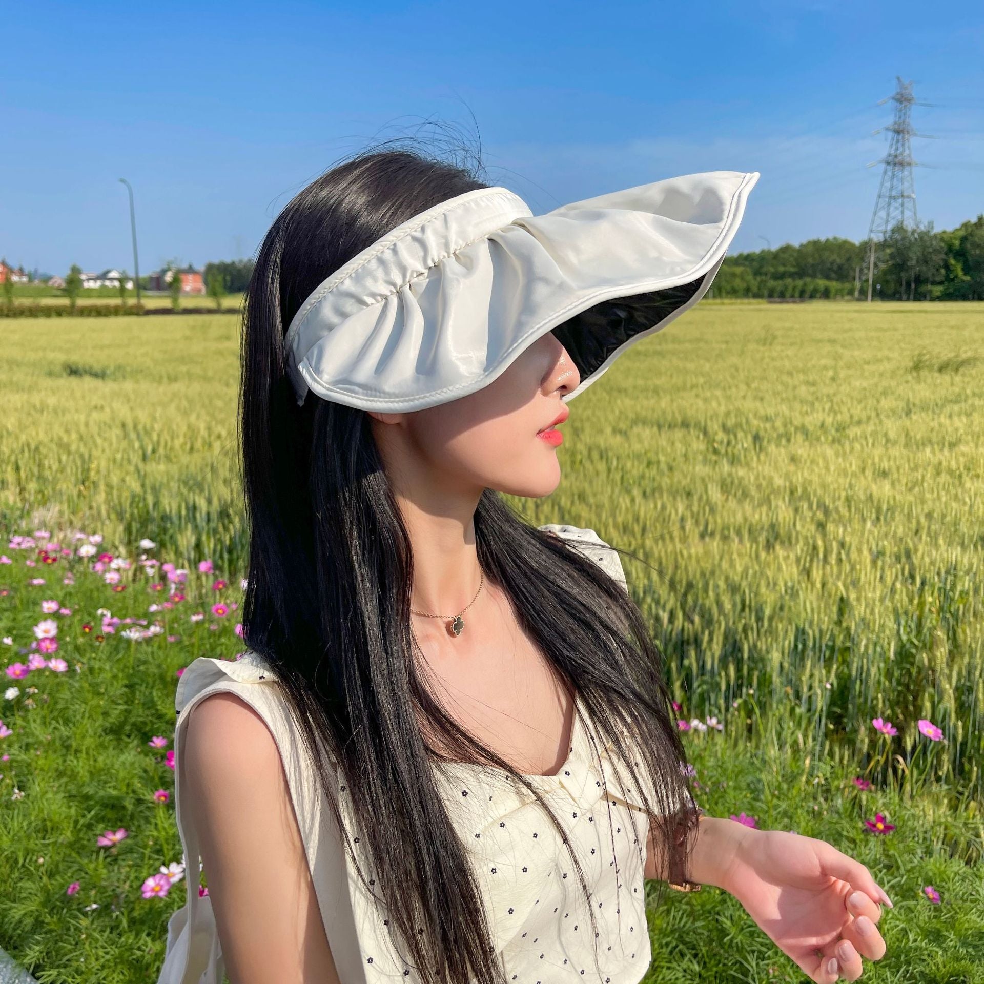 Hairband Sun Hat Female Double-Sided Wear Black Glue Anti-Ultraviolet Sunshade Hat Summer Must-Have Empty Top Hat