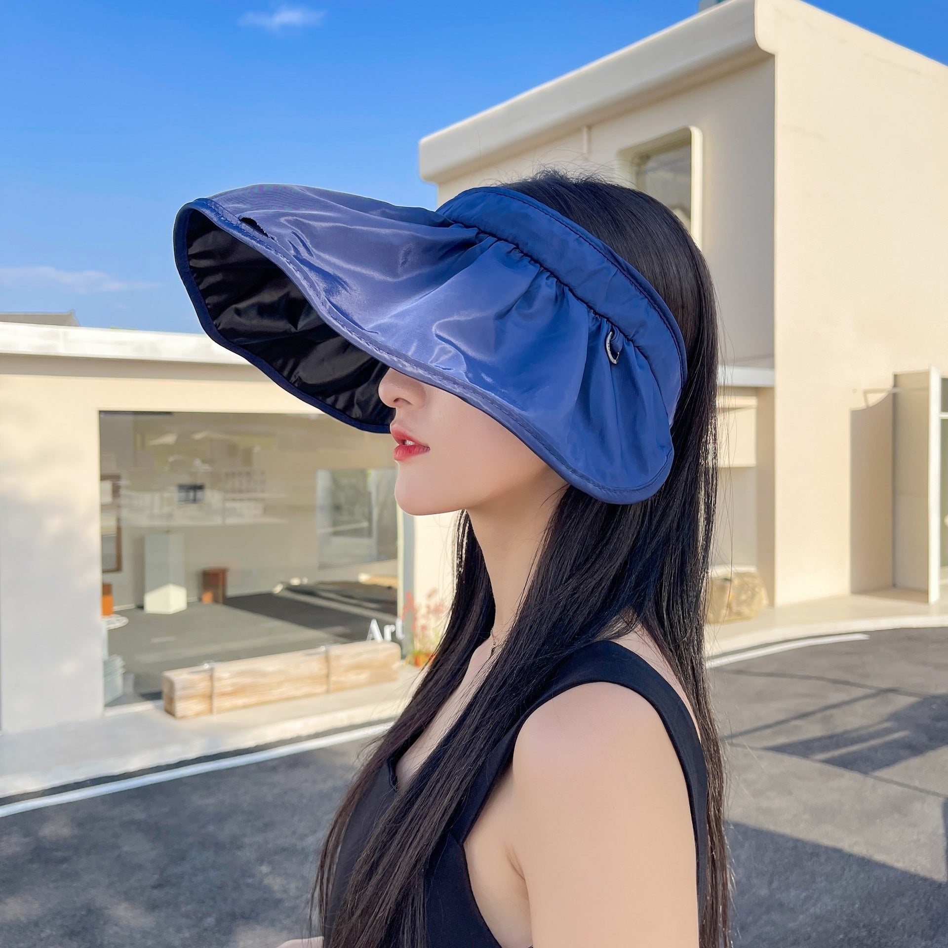 Hairband Sun Hat Female Double-Sided Wear Black Glue Anti-Ultraviolet Sunshade Hat Summer Must-Have Empty Top Hat