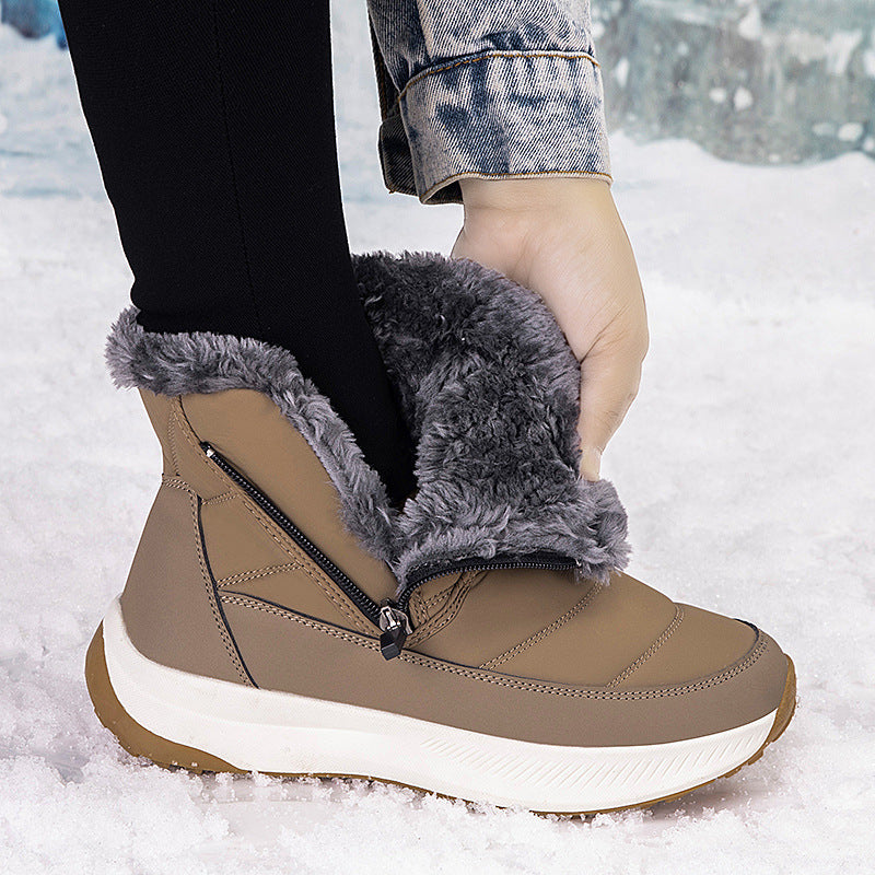 Velvet thickened warm and wear-resistant outdoor hiking shoes snow boots women's shoes