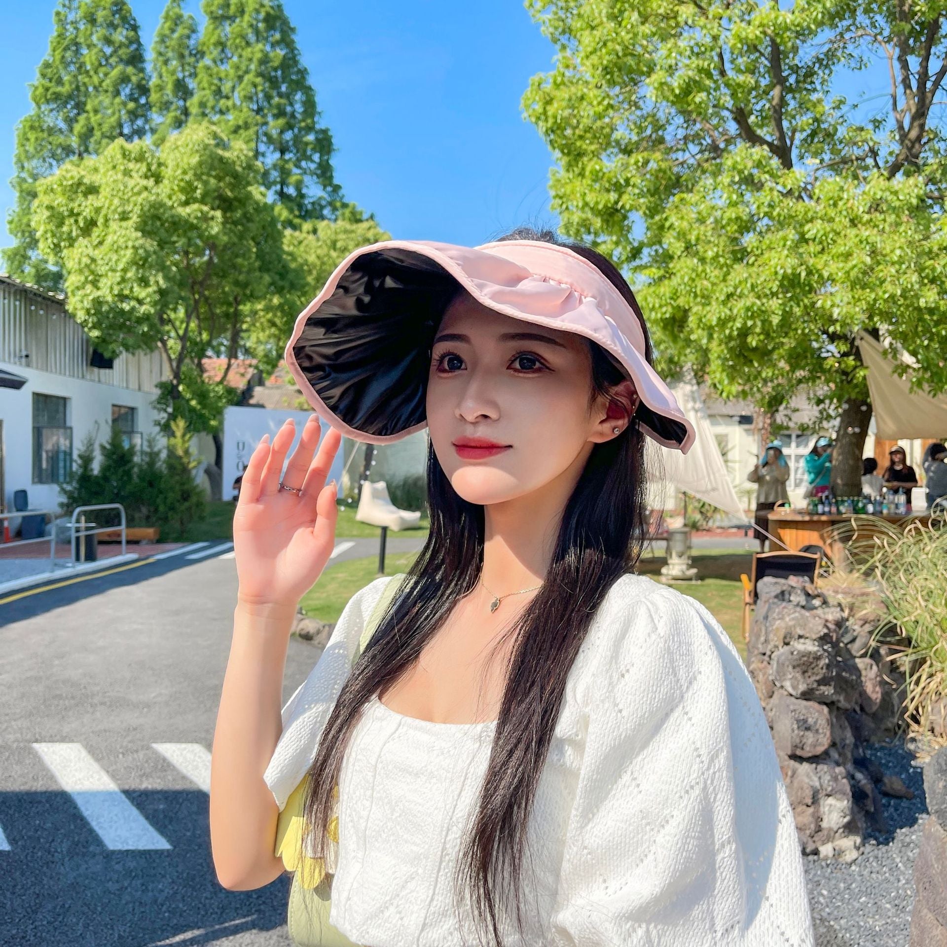 Hairband Sun Hat Female Double-Sided Wear Black Glue Anti-Ultraviolet Sunshade Hat Summer Must-Have Empty Top Hat