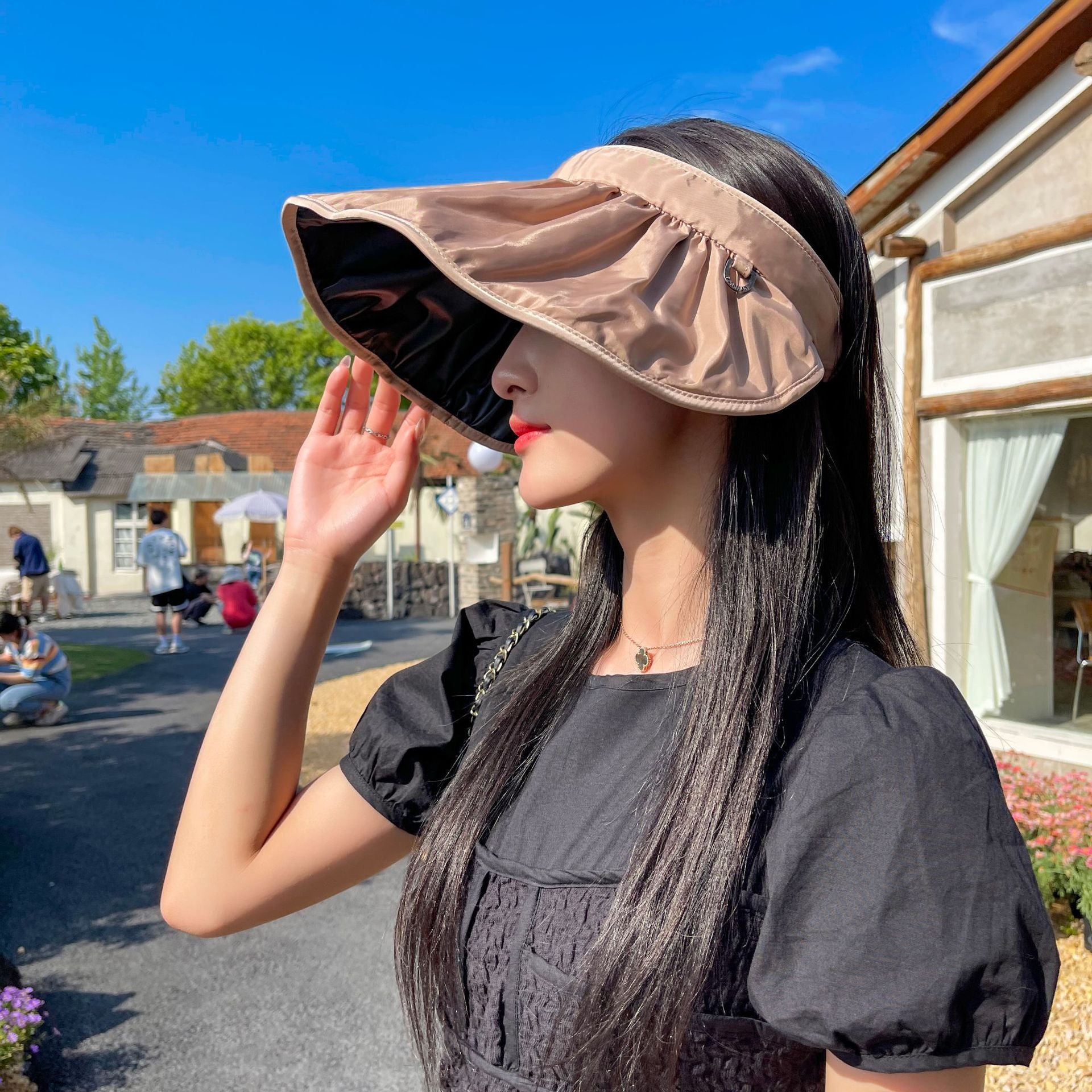 Hairband Sun Hat Female Double-Sided Wear Black Glue Anti-Ultraviolet Sunshade Hat Summer Must-Have Empty Top Hat